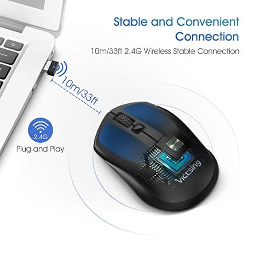 VicTsing Wireless Mouse for Laptop, Portable Ergonomic Mouse- Match Your Hand Better, 3 Adjustable DPI Levels, Power On-Off Switch, Up to 18 Months Battery Life, USB Computer Mouse for both Hand-Black image