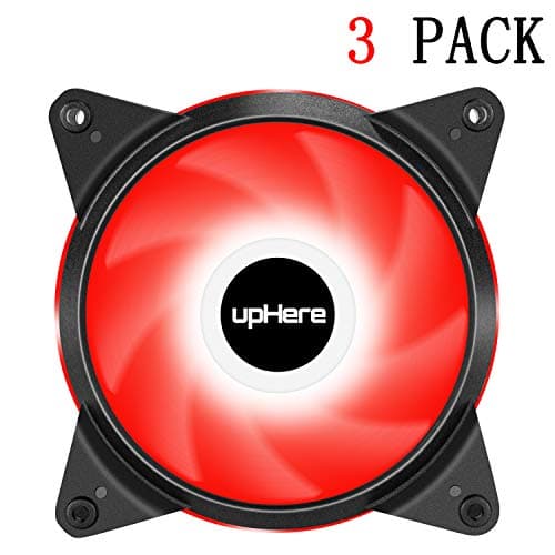 upHere 3-Pack 120mm 3-Pin High Airflow Quiet Edition Red LED Case Fan for PC Cases, CPU Coolers, and Radiators T3RD3-3 image