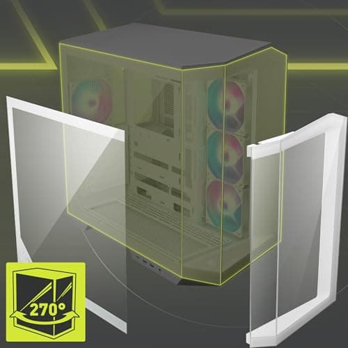 MSI MAG PANO 100R PZ ATX Mid Tower White Tempered Glass Side Panel and USB 3.2 Gen 2 Type-C USB 3.2 Gen 1 Type-A image