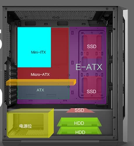 BGears b-BlackWidow-RGB ATX Mid Tower Black with Tinted Tempered Glass Side Panel and Front Panel USB 3.2 Gen 1 Type-A, USB 2.0 Type-A image