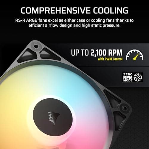 Corsair RS120-R 120mm Black Addressable RGB PWM 65.82 CFM 3-Pack image