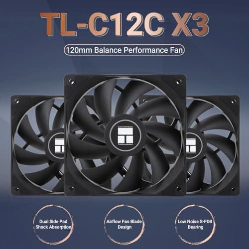 Thermalright TL-C12C X3 120mm Black PWM 66.17 CFM 3-Pack image
