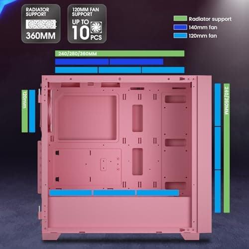 Vetroo AL800 ATX Mid Tower Pink Tempered Glass Side Panel image