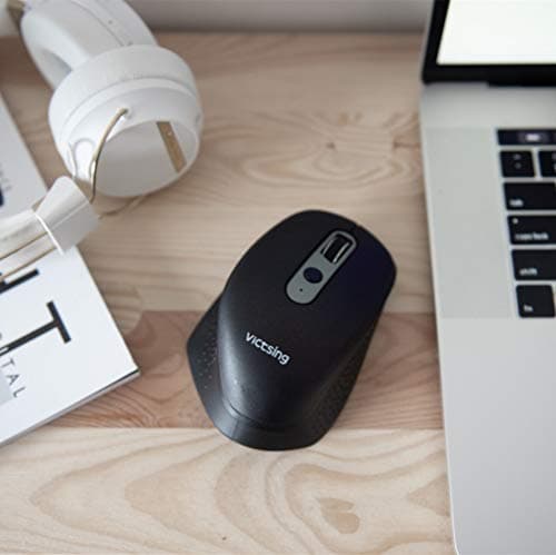 VicTsing Pioneer Rechargeable Bluetooth Mouse, Easy-Switch Up to 3 Devices, Wireless Computer Mouse with Side Scroll Wheel, 5 Levels Adjustable DPI, Mouse for Laptop Android/OS/iOS/Windows/Linux image