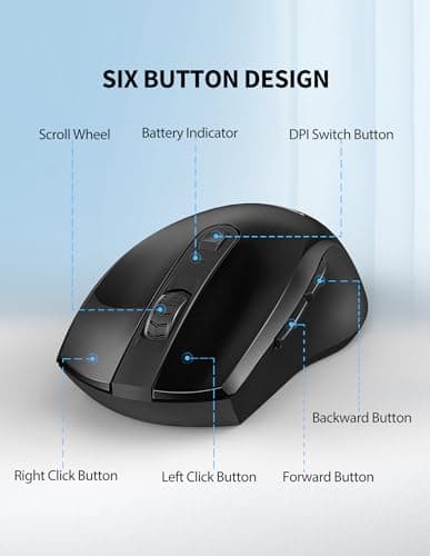 Wireless Mouse, TeckNet Ergonomic 2.4G Wireless Optical Mobile Mouse 4800 DPI with USB Nano Receiver for Laptop, PC, Chromebook, MacBook, Computer image