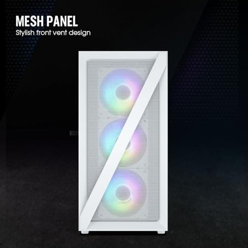 Vetroo M05 Micro ATX Mid Tower White Tempered Glass Side Panel and USB 3.2 Gen 1 Type-C, USB 3.2 Gen 1 Type-A, USB 2.0 Type-A image