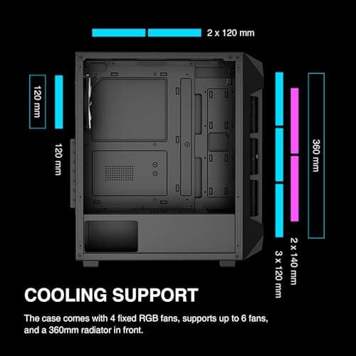 GAMDIAS AURA GC1 ELITE ATX Mid Tower Black with Tempered Glass Side Panel, USB 3.2 Gen 1 Type-A and USB 2.0 Type-A Front Panel, 395 x 195 x 450 mm image