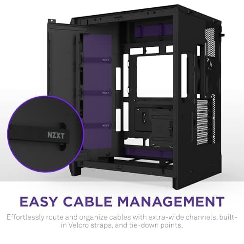 NZXT H9 Flow (2025) ATX Mid Tower Black Tinted Tempered Glass Side Panel, USB 3.2 Gen 2x2 Type-C, USB 3.2 Gen 1 Type-A image