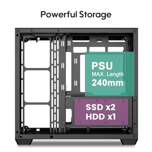 Vetroo AL900 ATX Mid Tower Black Tempered Glass Side Panel USB 3.2 Gen 1 Type-A USB 2.0 Type-A image