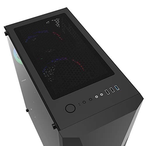 MONTECH Fighter 500 Black ATX Mid-Tower Computer Gaming Case, Pre-Installed Four Rainbow LED Fans, High Airflow Mesh 3D Front Panel, Tempered Glass, Magnetic Dust Filter, ATX / Micro ATX / Mini ITX image
