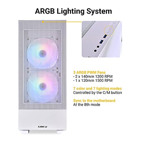 Lian Li LANCOOL 205 Mesh ATX Mid Tower White / Black Tempered Glass Side Panel image