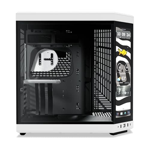 Hyte Y70 Touch Infinite Dual Chamber ATX Mid Tower Modern Aesthetic Case with Integrated 2.5K LCD Touchscreen - Panda/White image