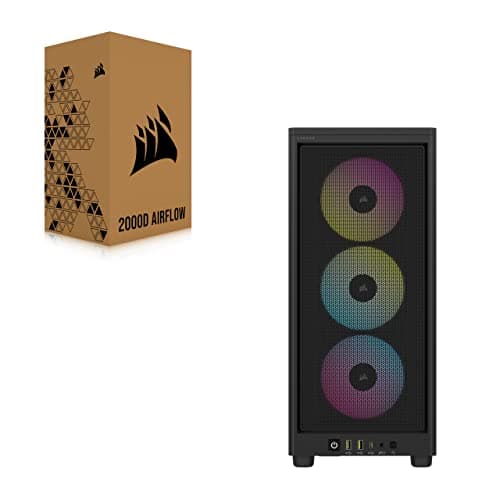 Corsair 2000D RGB AIRFLOW Mini-ITX Tower Black Mesh Side Panel, USB 3.2 Gen 2 Type-C, USB 3.2 Gen 1 Type-A image