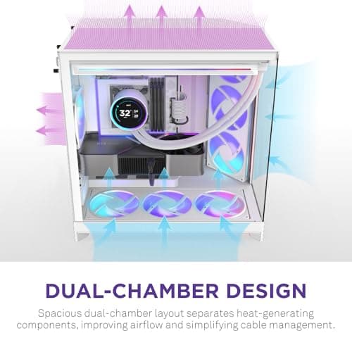 NZXT H9 Flow RGB+ (2025) ATX Mid Tower White Tempered Glass image