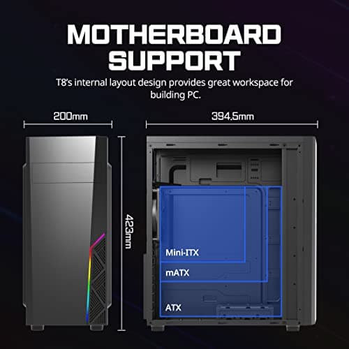 Zalman T8 ATX Mid Tower Black with USB 3.2 Gen 1 Type-A USB 2.0 Type-A image