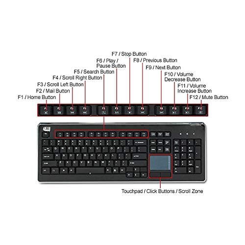Adesso WKB-4400UB Wireless Standard Keyboard With Touchpad image