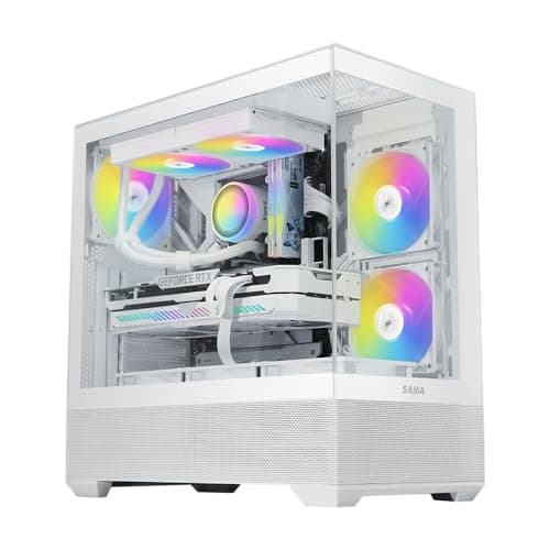 SAMA V40 ATX Mid Tower White with Tempered Glass Side Panel and USB 3.2 Gen 2 Type-C, USB 3.2 Gen 1 Type-A image