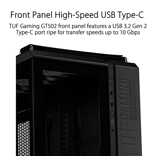 Asus TUF Gaming GT502 ATX Mid Tower Black with Tempered Glass Side Panel and USB 3.2 Gen 2 Type-C, USB 3.2 Gen 1 Type-A image