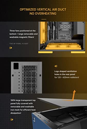 Geometric Future Model 8 ATX Mid Tower Black / Blue with Tinted Tempered Glass Side Panel and USB 3.2 Gen 2 Type-C, USB 3.2 Gen 1 Type-A, USB 2.0 Type-A image