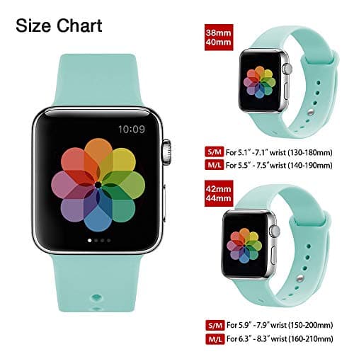 UPOLS Compatible with Apple Watch Band 38mm 42mm 40mm 44mm Sport Band, Silicone Sport image
