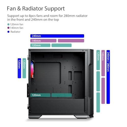 Vetroo M03 Micro ATX Mini Tower Black with Tempered Glass Side Panel and USB 3.2 Gen 1 Type-A, USB 2.0 Type-A image