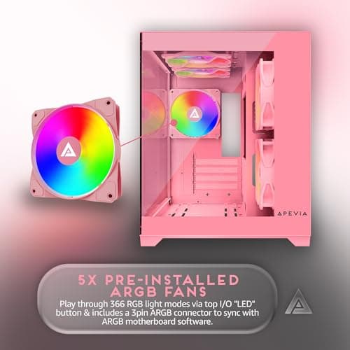 Apevia PRISM Micro ATX Mid Tower Pink Tempered Glass Side Panel image