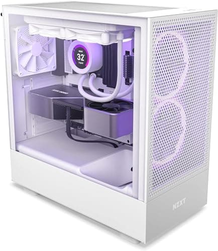 NZXT H5 Flow (2022) ATX Mid Tower White with Tempered Glass Side Panel and USB 3.2 Gen 2x2 Type-C / USB 3.2 Gen 1 Type-A image