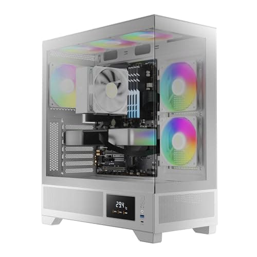 GAMDIAS ATLAS M1 ATX Mid Tower White with Tempered Glass Side Panel, USB 3.2 Gen 1 Type-A, and 420 x 210 x 465 mm image