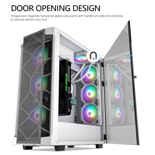 Segotep Phoenix T1 ATX Mid Tower White with Tempered Glass Side Panel and Front I/O: USB 3.2 Gen 2 Type-C, USB 3.2 Gen 1 Type-A, USB 2.0 Type-A image