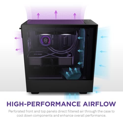NZXT H5 Flow (2022) ATX Mid Tower Black with Tempered Glass Side Panel and USB 3.2 Gen 2x2 Type-C, USB 3.2 Gen 1 Type-A image