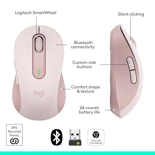 Logitech Signature M650 Bluetooth/Wireless/Wired Optical Pink Mouse image
