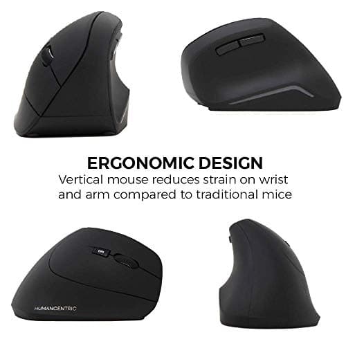 HumanCentric Wireless Ergonomic Mouse - Bluetooth Vertical Mouse with Adjustable DPI for Computers, Laptops, Macs/Macbooks, and PCs image