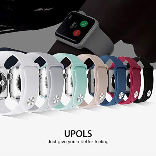 UPOLS Compatible with Apple Watch Band 38mm 42mm 40mm 44mm Sport Band, Silicone Sport image
