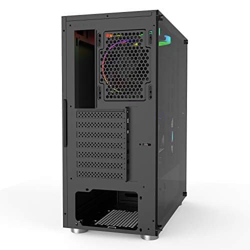 MONTECH Fighter 500 Black ATX Mid-Tower Computer Gaming Case, Pre-Installed Four Rainbow LED Fans, High Airflow Mesh 3D Front Panel, Tempered Glass, Magnetic Dust Filter, ATX / Micro ATX / Mini ITX image