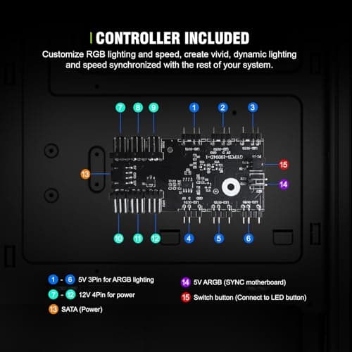 Vetroo AL600 ATX Mid Tower Black with Tempered Glass Side Panel and USB 3.2 Gen 1 Type-A, USB 2.0 Type-A Front Panel image