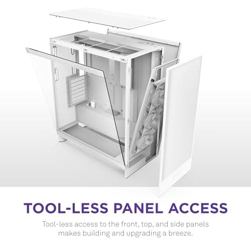 NZXT H7 Flow (2024) ATX Mid Tower White Tempered Glass Side Panel, USB 3.2 Gen 2x2 Type-C, USB 3.2 Gen 1 Type-A image