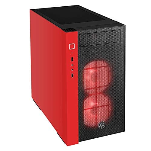 Silverstone RL08BR-RGB Black / Red Micro ATX Mini Tower Tempered Glass Side Panel image