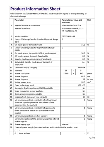 iiyama GB2770QSU-B1 27" 1440p 150Hz IPS Monitor image