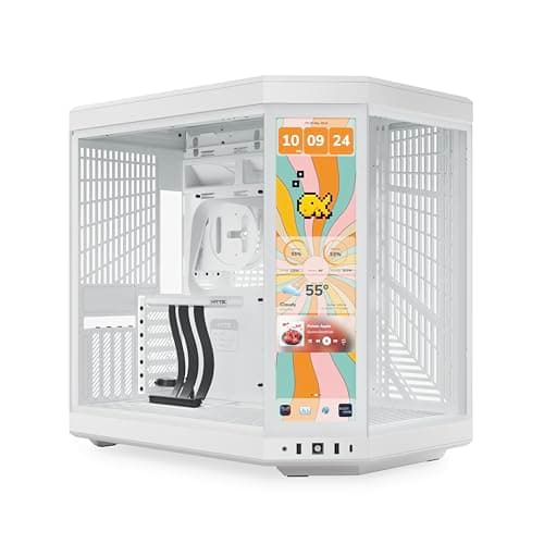 HYTE - Y70 Touch Infinite Dual Chamber ATX Mid Tower Modern Aesthetic Case with Integrated 2.5K IPS Touchscreen - Snow White main image
