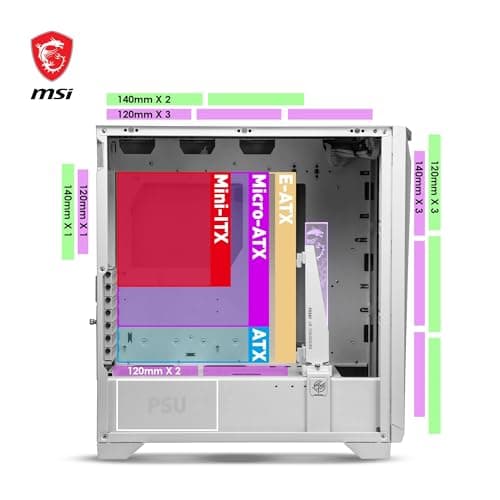 MSI MPG GUNGNIR 300R AIRFLOW ATX Mid Tower White with Tempered Glass Side Panel and USB 3.2 Gen 2x2 Type-C / USB 3.2 Gen 1 Type-A image