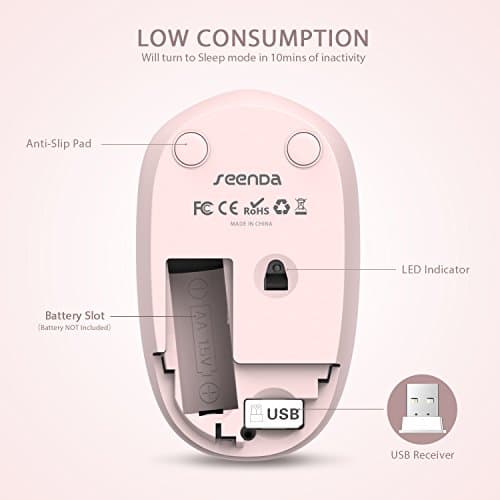 seenda [Upgrade] Wireless Mouse, 2.4G Noiseless Mouse with USB Receiver Portable Computer Mice for PC, Tablet, Laptop and Windows/Mac/Linux - Pink image