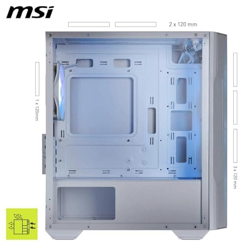 MSI MAG FORGE M100R Micro ATX Mini Tower White with Tempered Glass Side Panel, USB 3.2 Gen 1 Type-A, and USB 2.0 Type-A image
