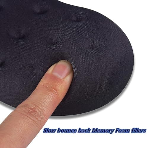 BRILA Ergonomic Memory Foam Mouse Wrist Rest Support Pad Cushion for Computer, Laptop, Office Work, PC Gaming - Massage Holes Design - Wrist Pain Relief (Black Mouse Wrist Rest) image