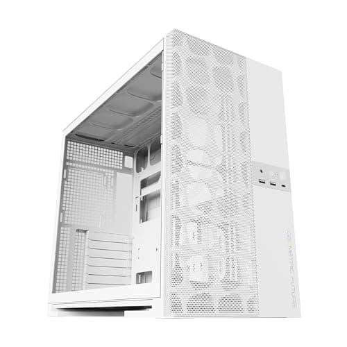 Geometric Future Model 5 ATX Mid Tower White Tempered Glass Side Panel Vent Fanless USB 3.2 Gen 2x2 Type-C USB 3.2 Gen 1 Type-A image