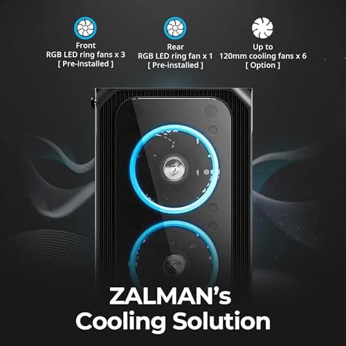 Zalman Z7 NEO ATX Mid Tower Black Tempered Glass Side Panel, USB 3.2 Gen 1 Type-A, USB 2.0 Type-A image
