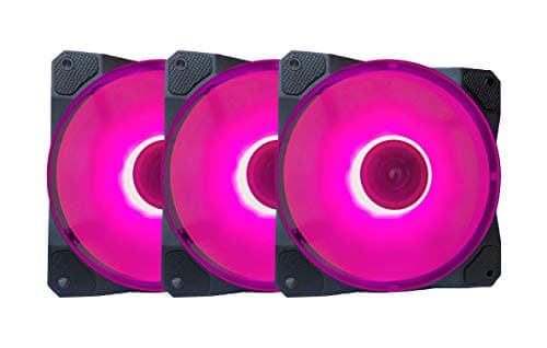 Apevia CO312L-PK Cosmos 120mm Pink LED Ultra Silent w/ 16 LEDs & Anti-Vibration Rubber Pads 56.67 CFM 3-Pack main image