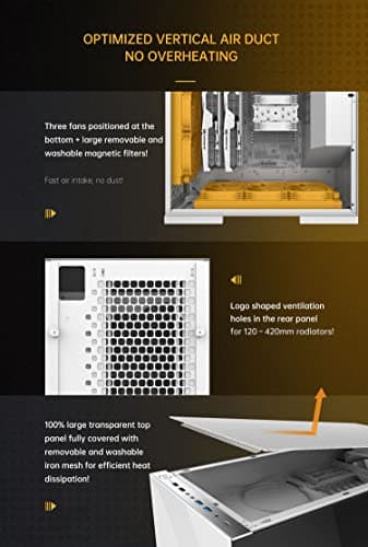 Geometric Future Model 8 ATX Mid Tower Black / White Tinted Tempered Glass Side Panel image