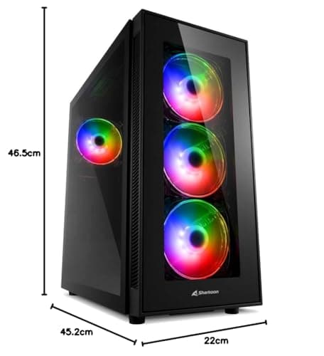 SHARKOON TG5 ATX Mid Tower Black / Red with Acrylic Side Panel and USB 3.2 Gen 1 Type-A, USB 2.0 Type-A Front Panel image