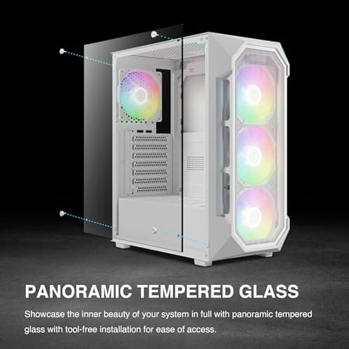 GAMDIAS AURA GC1 ELITE ATX Mid Tower White with Tempered Glass Side Panel ARGB image