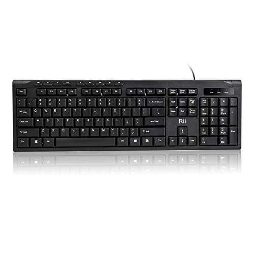 Rii RK907 Ultra-Slim Compact USB Wired Keyboard for Mac and PC,Windows 10/8 / 7 / Vista/XP (Black) main image